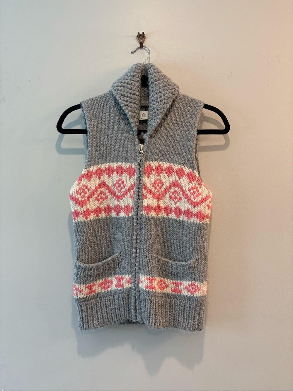 J Crew Alpaca/Wool Hand Knit Fair Isle Vest Sweater